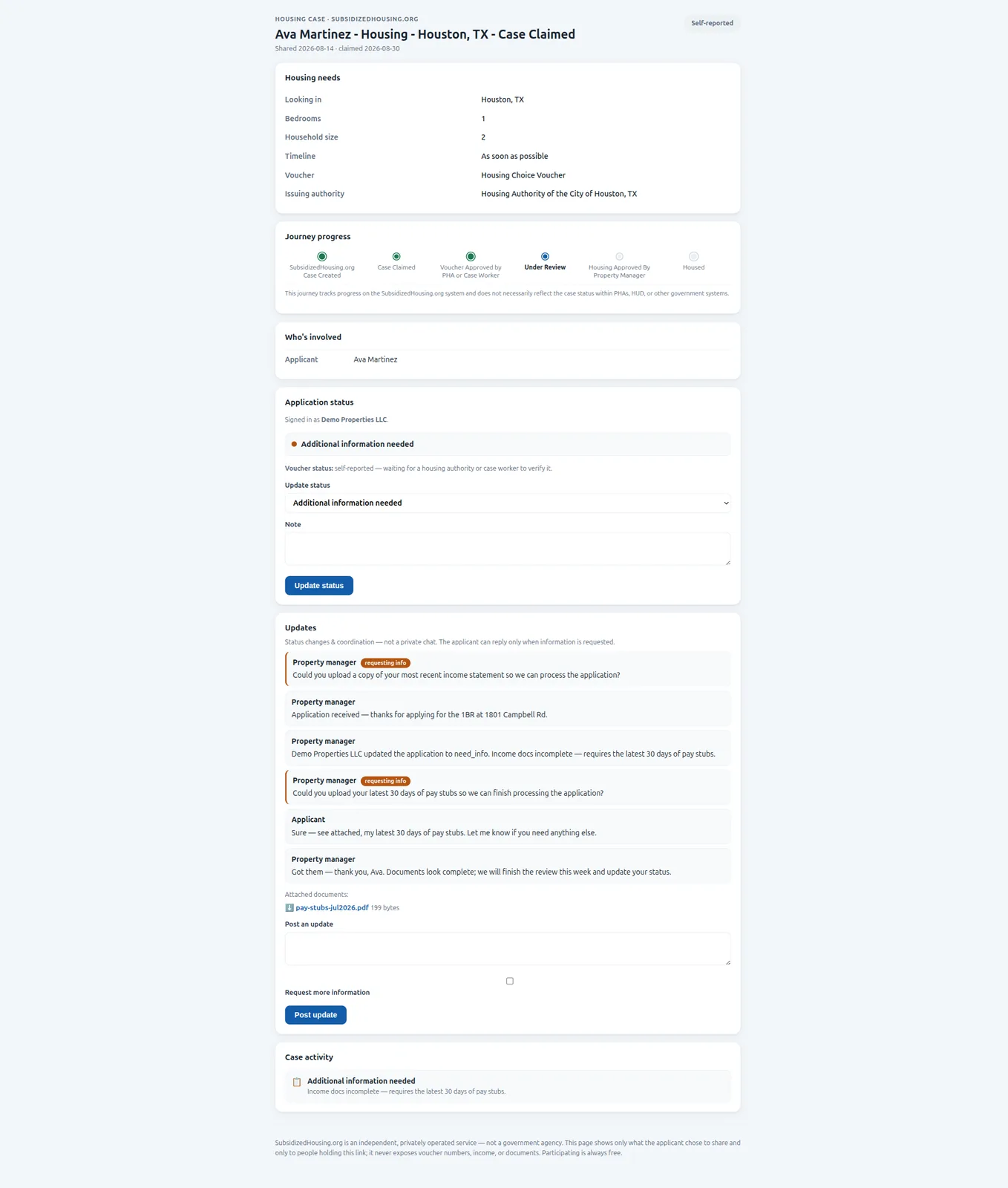Additional information needed with a document upload
